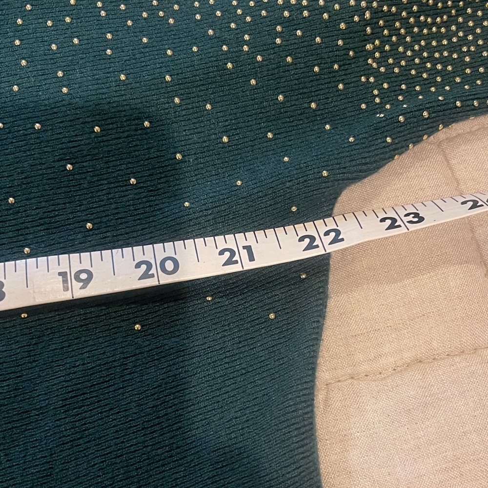 Deep green sweater with Gold Dots